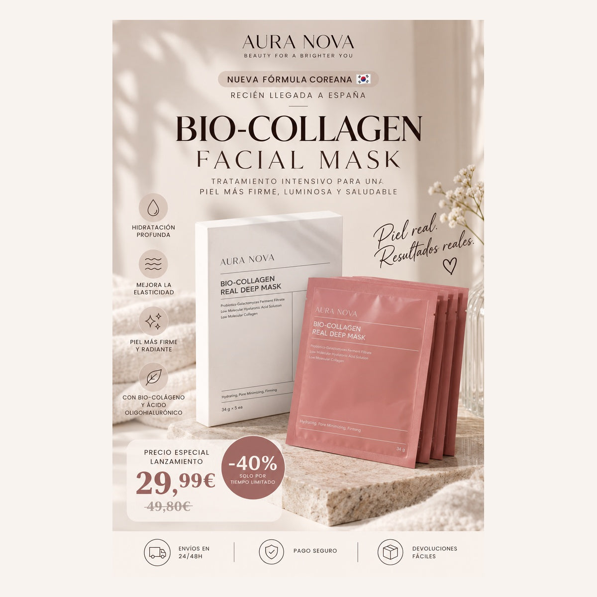 Mascarillas facial BIO-COLLAGEN 5 unidades