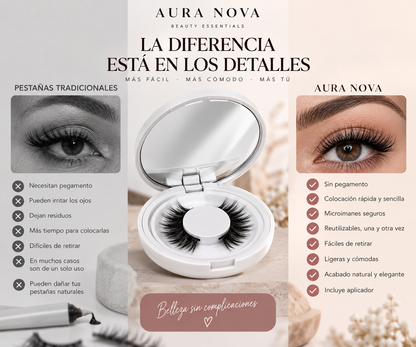 Pestañas magnéticas reutilizables con aplicador